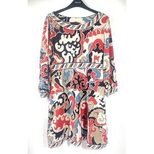 BCBG Maxazria Red Multi Pullover Casual À Line Dress Women Size Medium
